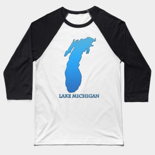 Lake Michigan Great Lakes Outline with Label Baseball T-Shirt